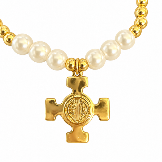 Pearl Cross Bracelet