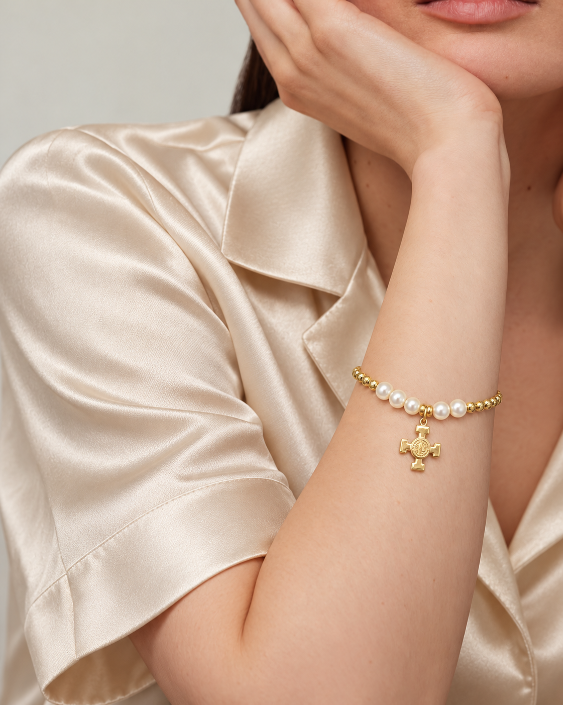 Pearl Cross Bracelet