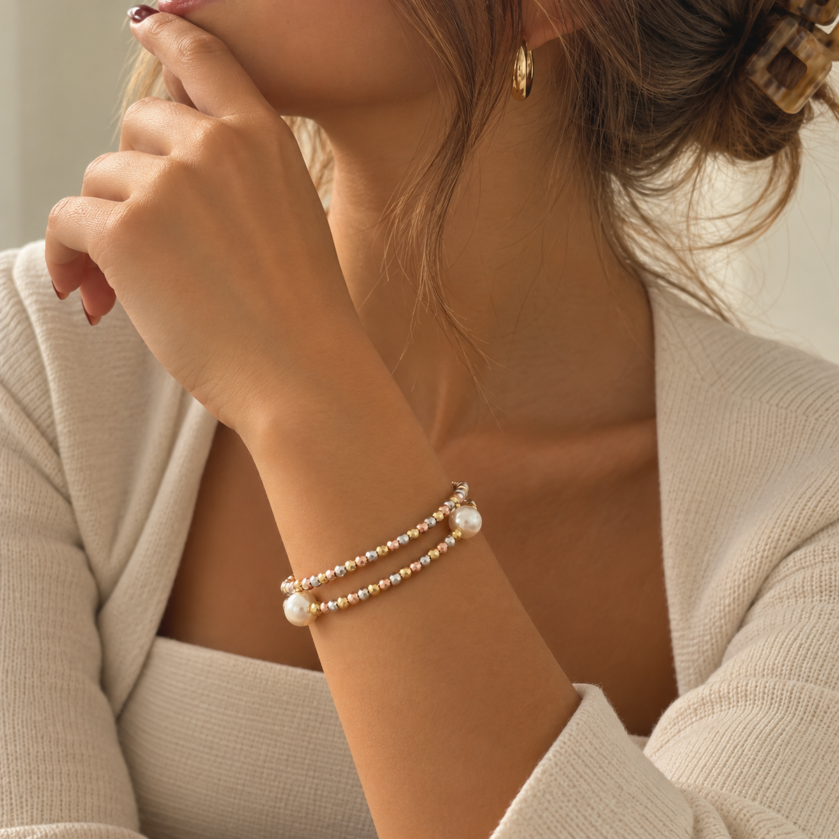 Champagne Pearl Spiral Bracelet