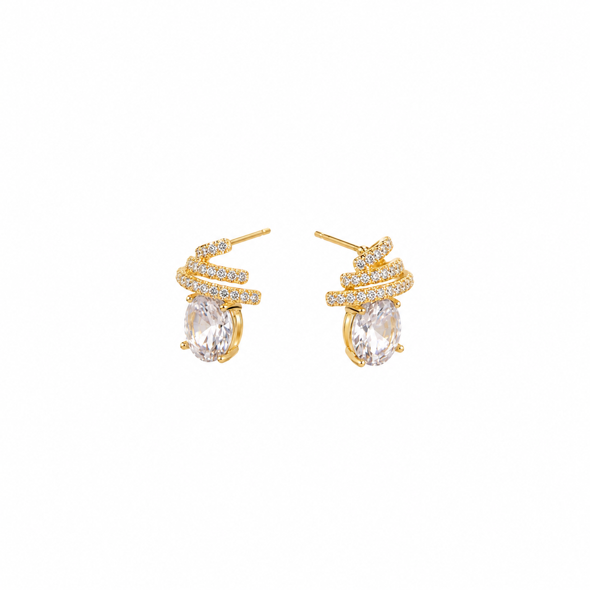 Gold Spiral Spark Earrings