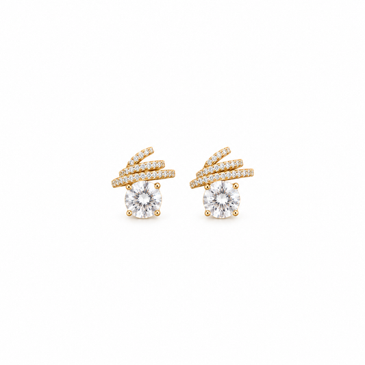 Gold Spiral Spark Earrings
