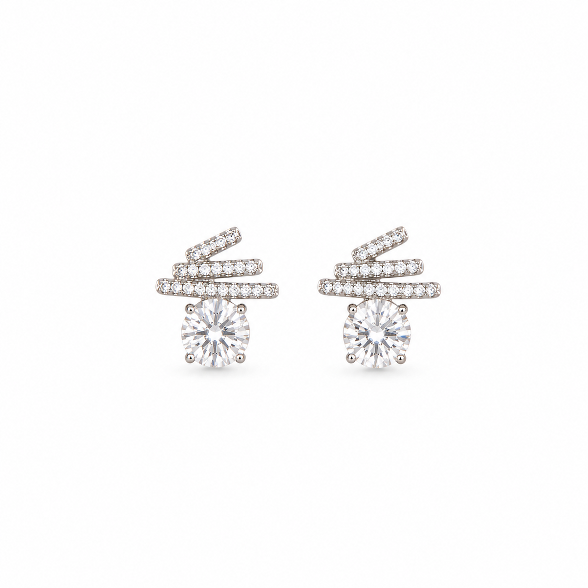 Silver Spiral Spark Earrings