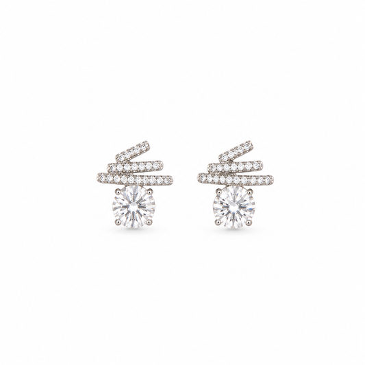 Silver Spiral Spark Earrings
