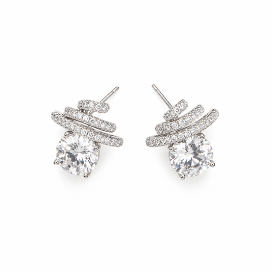 Silver Spiral Spark Earrings