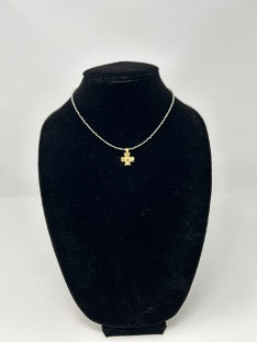 Grey Crystal With Gold Cross Charm Necklace