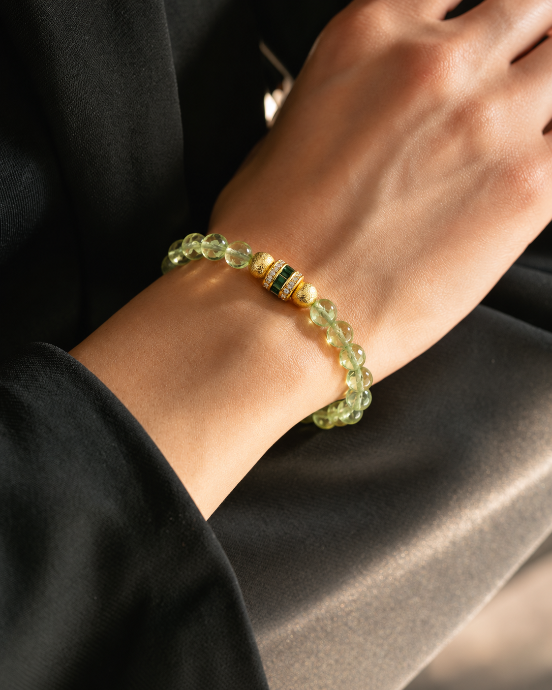 Green Crystal Stretch Bracelet