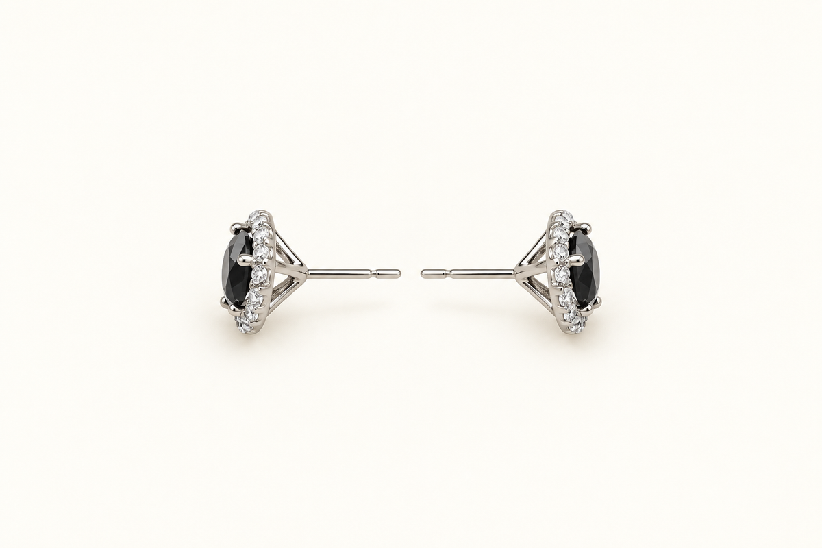 Black & Crystal Studs