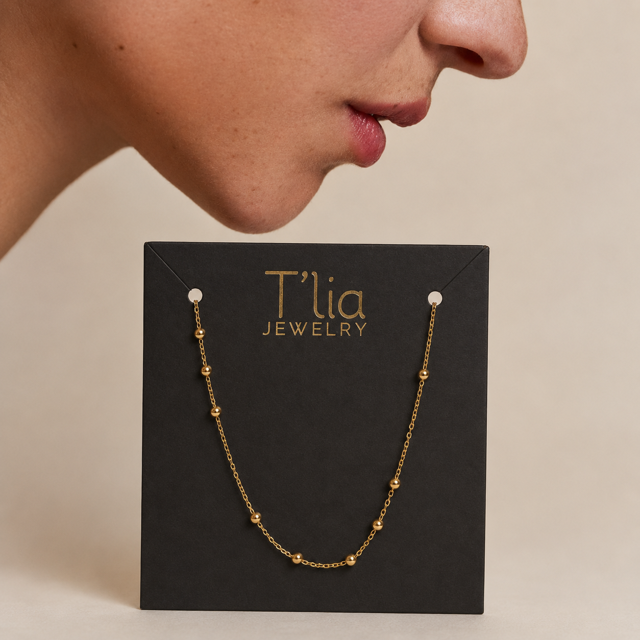 Bare Gold Bead Necklace