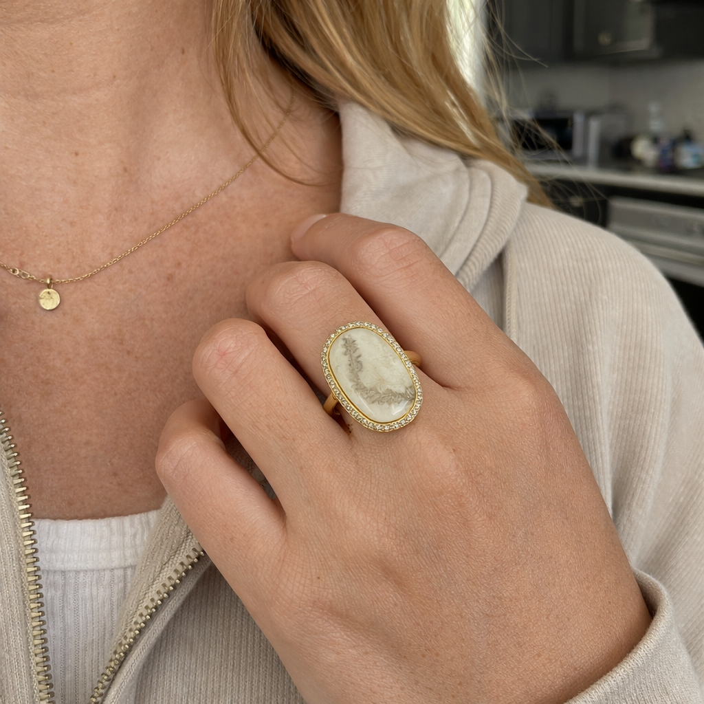 Ivory Dendrite Ring