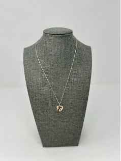 Silver Heart With Gold “F” Initial Necklace
