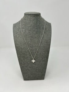Silver Chain With Gray Cross Charm Necklace